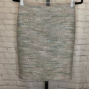 Ann Taylor Mixed Print Pencil Skirt Wool Blend